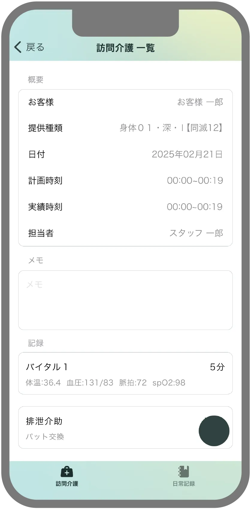 2. 申し送り確認
